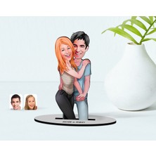 BK Kişiye Özel Sevgililer Karikatürlü Ahşap Biblo Model-85