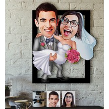 BK Kişiye Özel Evleniyoruz Karikatürlü 3D Ahşap Tablo-7