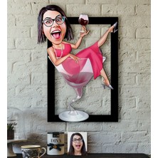BK Kişiye Özel Bayan Karikatürlü 3D Ahşap Tablo-22