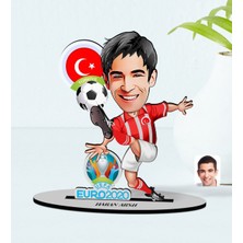 BK Kişiye Özel Euro 2020 Türkiye Milli Takım Formalı Futbolcu Karikatürlü Ahşap Biblo Model-2