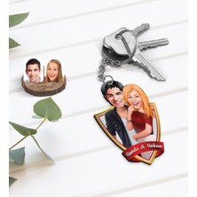 BK Kişiye Özel Isimli Sevgililer Karikatürlü Ahşap Anahtarlık-90