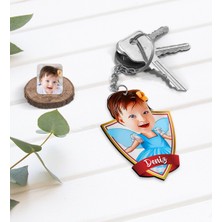 BK Kişiye Özel Isimli Kız Çocuk Peri Karikatürlü Ahşap Anahtarlık-1