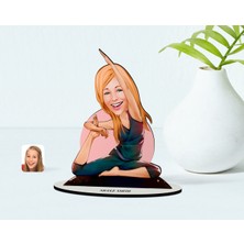 BK Kişiye Özel Kadın Yoga Karikatürlü Ahşap Biblo Model-2