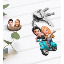 BK Kişiye Özel Sevgililer Karikatürlü Ahşap Anahtarlık-99