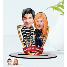 BK Kişiye Özel Isimli Sevgililer Karikatürlü Ahşap Biblo Model-7