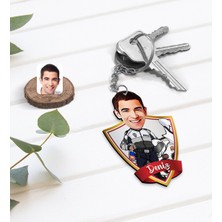 BK Kişiye Özel Isimli Erkek Yunus Polis Karikatürlü Ahşap Anahtarlık-1