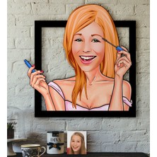 BK Kişiye Özel Bayan Karikatürlü 3D Ahşap Tablo-21