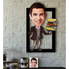 BK Kişiye Özel Bay Öğretmen Karikatürlü 3D Ahşap Tablo-8