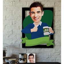 BK Kişiye Özel Bay En Iyi Öğretmen Karikatürlü 3D Ahşap Tablo
