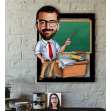 BK Kişiye Özel Bay Öğretmen Karikatürlü 3D Ahşap Tablo-1