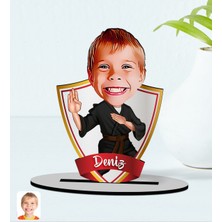 BK Kişiye Özel Isimli Çocuk Karateci Karikatürlü Ahşap Biblo Model-1