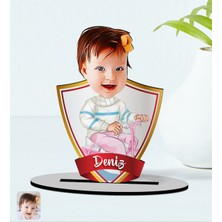 BK Kişiye Özel Isimli Bebek Karikatürlü Ahşap Biblo Model-4