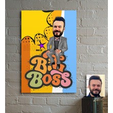 BK Kişiye Özel Bay Big Boss Karikatür Ahşap Tablo - 4