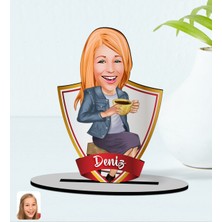 BK Kişiye Özel Isimli Kadın Karikatürlü Ahşap Biblo MODEL-107