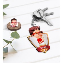 BK Kişiye Özel Isimli Erkek Çocuk Karikatürlü Ahşap Anahtarlık-1