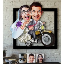 BK Kişiye Özel Evleniyoruz Karikatürlü 3D Ahşap Tablo-8