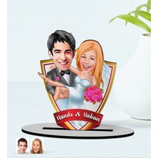 BK Kişiye Özel Isimli Evleniyoruz Karikatürlü Ahşap Biblo Model-9