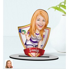 BK Kişiye Özel Isimli Kadın Karikatürlü Ahşap Biblo Model-36