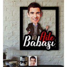 BK Kişiye Özel Aile Babası Karikatürlü 3D Ahşap Tablo-1