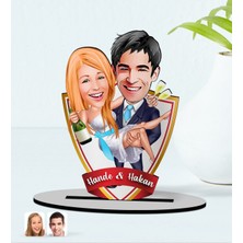 BK Kişiye Özel Isimli Evleniyoruz Karikatürlü Ahşap Biblo Model-4