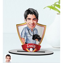 BK Kişiye Özel Isimli Erkek Fotoğrafçı Karikatürlü Ahşap Biblo Model-1