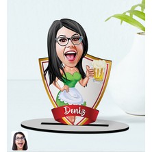 BK Kişiye Özel Isimli Kadın Karikatürlü Ahşap Biblo Model-30