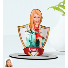 BK Kişiye Özel Isimli Kadın Karikatürlü Ahşap Biblo Model-24