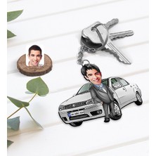 BK Kişiye Özel Erkek Fiat Albea Figürlü Plakalı Ahşap Karikatür Anahtarlık-2