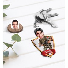 BK Kişiye Özel Isimli Asker Karikatürlü Ahşap Anahtarlık-1