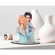 BK Kişiye Özel Sevgililer Karikatürlü Ahşap Biblo Model-87