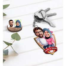 BK Kişiye Özel Isimli Sevgililer Karikatürlü Ahşap Anahtarlık-58