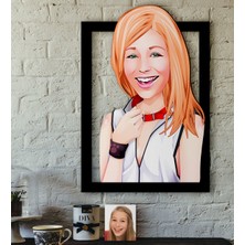 BK Kişiye Özel Bayan Karikatürlü 3D Ahşap Tablo-35