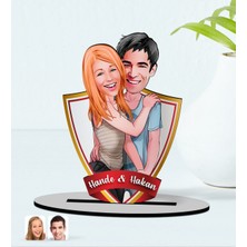 BK Kişiye Özel Isimli Sevgililer Karikatürlü Ahşap Biblo Model-85