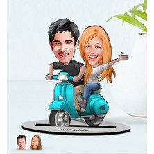 BK Kişiye Özel Isimli Sevgililer Karikatürlü Ahşap Biblo Model-99