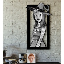 BK Kişiye Özel Bayan Cadı Karikatürlü 3D Ahşap Tablo-1