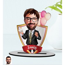 BK Kişiye Özel Isimli Erkek Doğum Günü Karikatürlü Ahşap Biblo Model-3