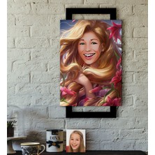 BK Kişiye Özel Kadın Soyut Karikatürlü 3D Ahşap Tablo-7