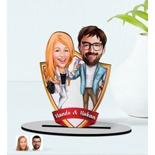 BK Kişiye Özel Isimli Sevgililer Karikatürlü Ahşap Biblo Model-93-1