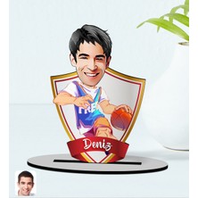 BK Kişiye Özel Isimli Erkek Basketbolcu Karikatürlü Ahşap Biblo Model-2