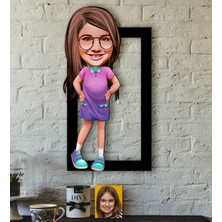 BK Kişiye Özel Kız Çocuk Karikatürlü 3D Ahşap Tablo-3