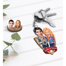 BK Kişiye Özel Isimli Sevgililer Karikatürlü Ahşap Anahtarlık-50