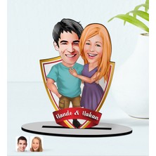 BK Kişiye Özel Isimli Sevgililer Karikatürlü Ahşap Biblo Model-80