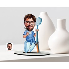 BK Kişiye Özel Bay Diş Hekimi Karikatür Ahşap Biblo - 2