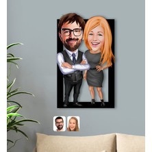 BK Kişiye Özel Sevgililer Karikatürlü 3D Ahşap TABLO-100
