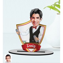 BK Kişiye Özel Isimli Barmen Karikatürlü Ahşap Biblo Model-1