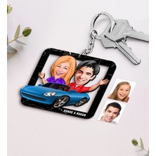 BK Kişiye Özel Isimli Sevgililer Karikatürlü Ahşap Anahtarlık-52