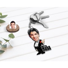 BK Kişiye Özel Godfather Baba Karikatürlü Ahşap Anahtarlık-1