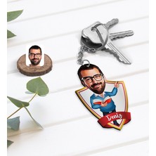 BK Kişiye Özel Isimli Erkek Öğretmen Karikatürlü Ahşap Anahtarlık-2