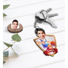 BK Kişiye Özel Isimli Erkek Basketbolcu Karikatürlü Ahşap Anahtarlık-2