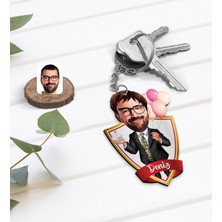 BK Kişiye Özel Isimli Erkek Doğum Günü Karikatürlü Ahşap Anahtarlık-3